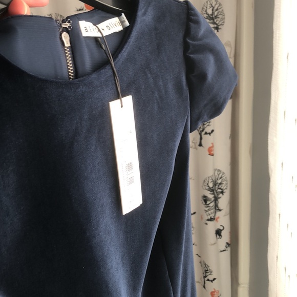 NWT Alice + Olivia midnight blue velvet holiday dress - Picture 10 of 10